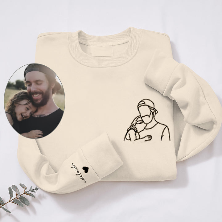 T-shirt imprimé personnalisé pour papa avec contour de portrait