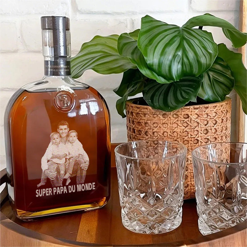 Personnalisez la meilleure bouteille de whisky photo de papa, un cadeau de fête des pères pour papa