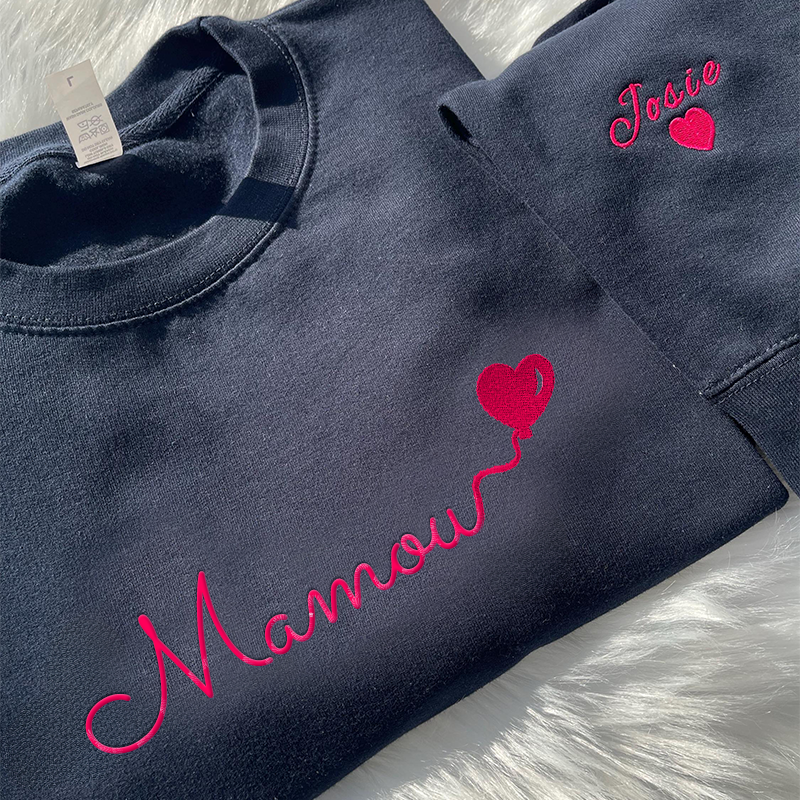 🎈Sweat-shirt brodé avec le surnom de maman et un ballon en forme de cœur