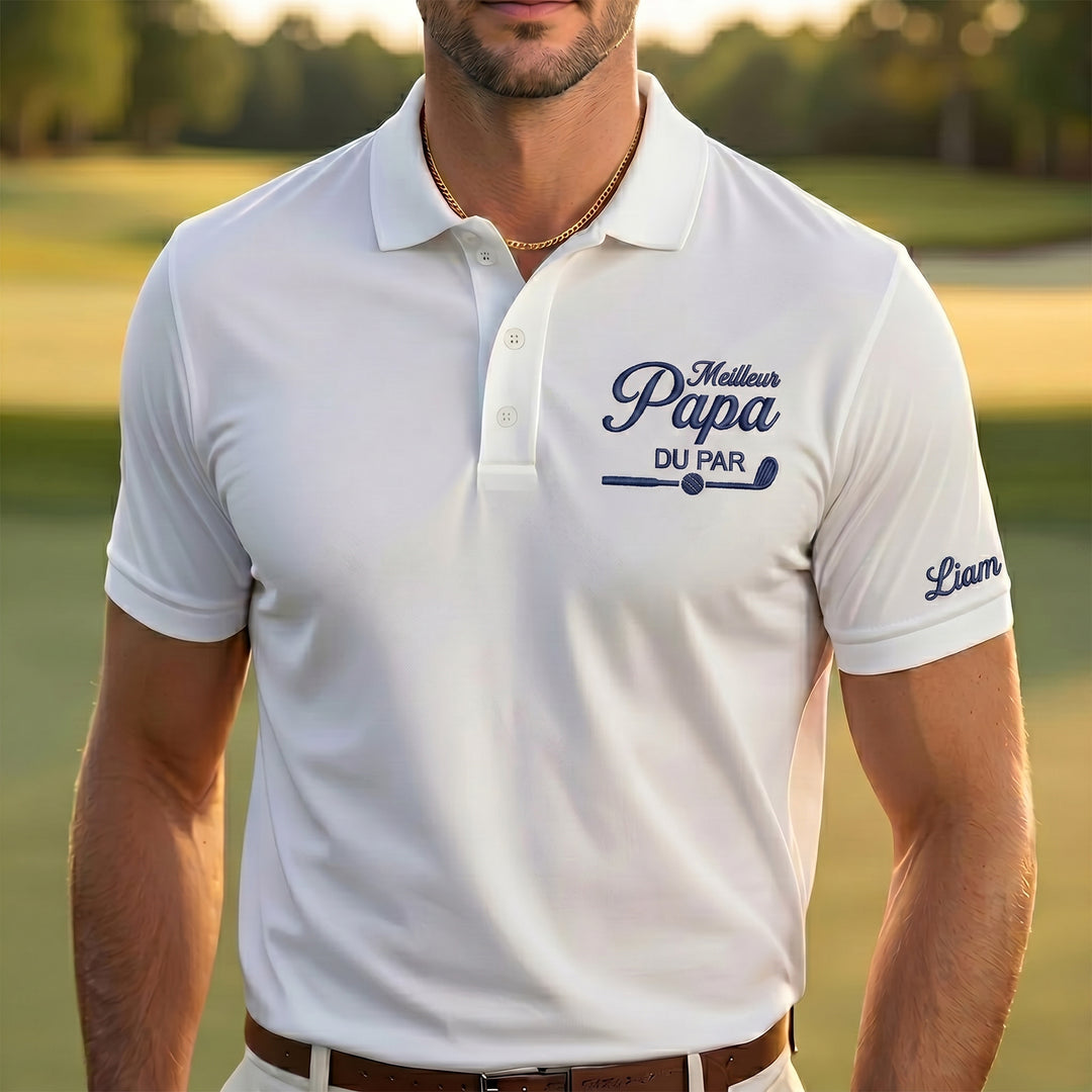 Polo brodé pour le meilleur papa golfeur : un cadeau pour papa