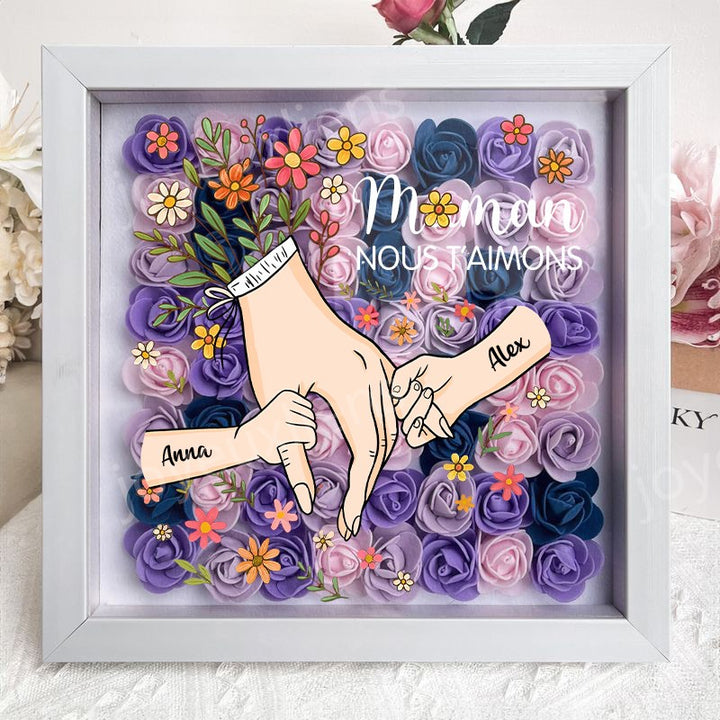 Boîte à fleurs personnalisée en forme de cœur pour maman, boîte à roses avec prénoms d'enfants