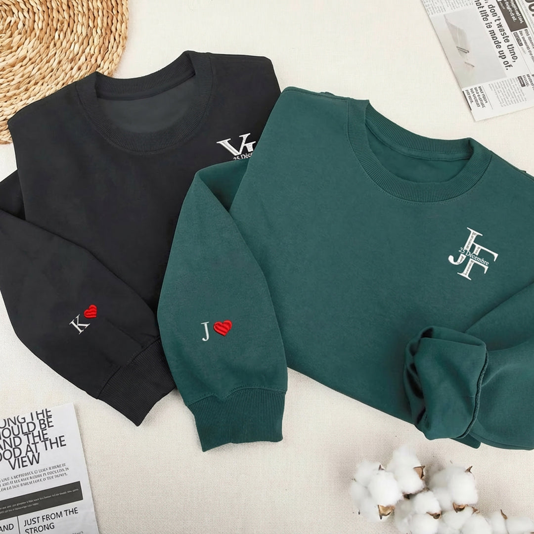 Sweat-shirts/sweats à capuche personnalisés avec date et initiales pour couple