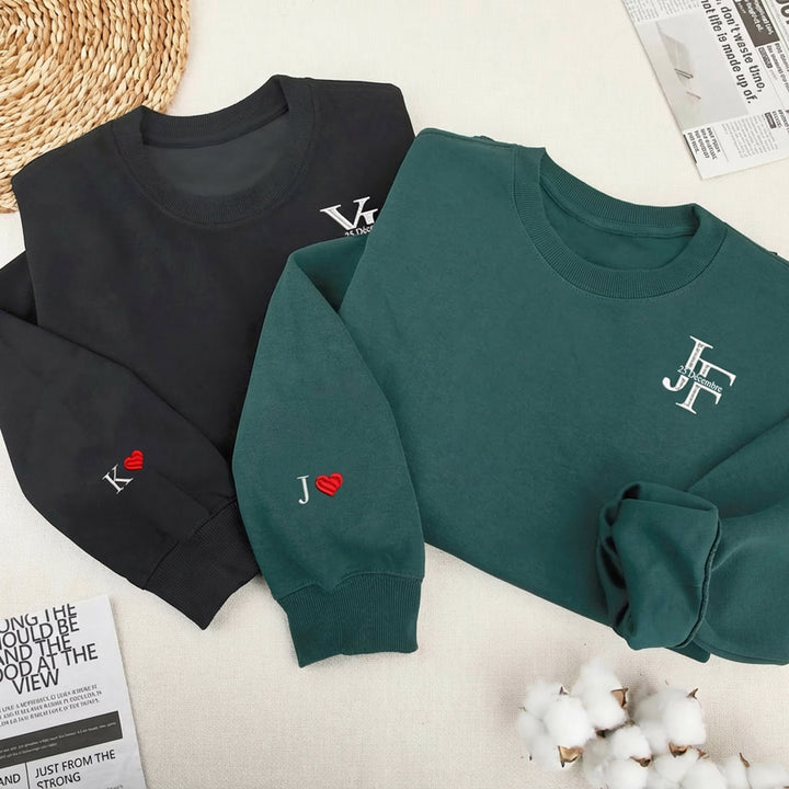 Sweat-shirts/sweats à capuche personnalisés avec date et initiales pour couple