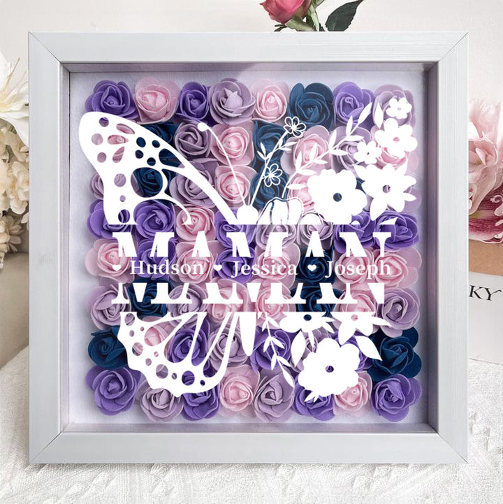 Cadeau pour maman avec prénoms d'enfants personnalisés - Boîte à fleurs personnalisée