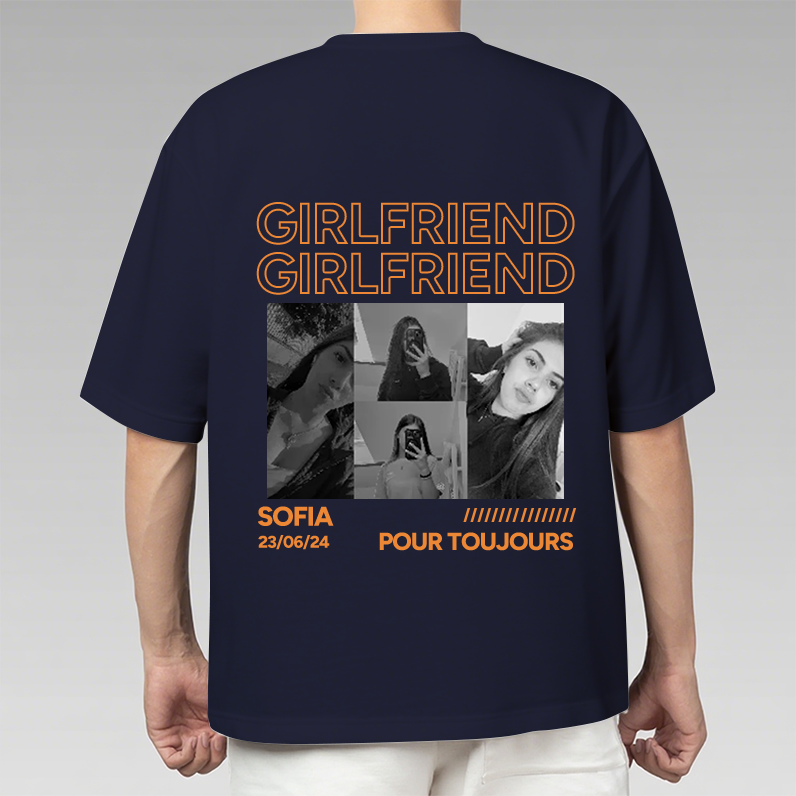 T-shirt personnalisé vintage,boyfriend & girlfriend，Petit ami &Petite amie