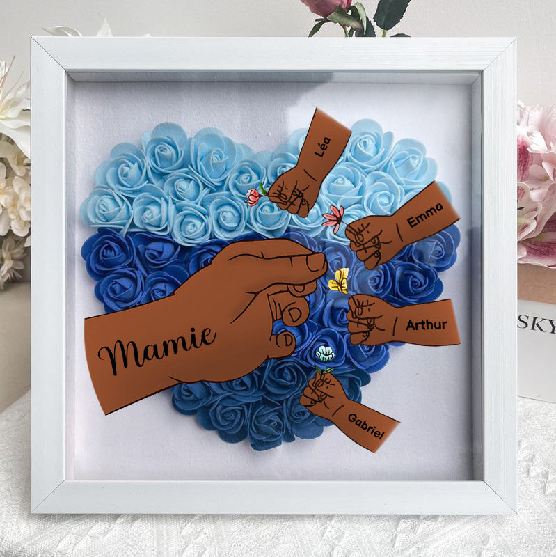 Cadeau Souvenir pour Maman – Boîtes à fleurs personnalisées avec 8 noms et motifs floraux
