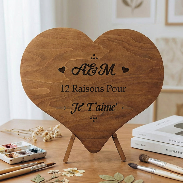 12 raisons pour lesquelles je t'aime - Puzzle en bois unique - Cadeau de Saint-Valentin pour lui/elle