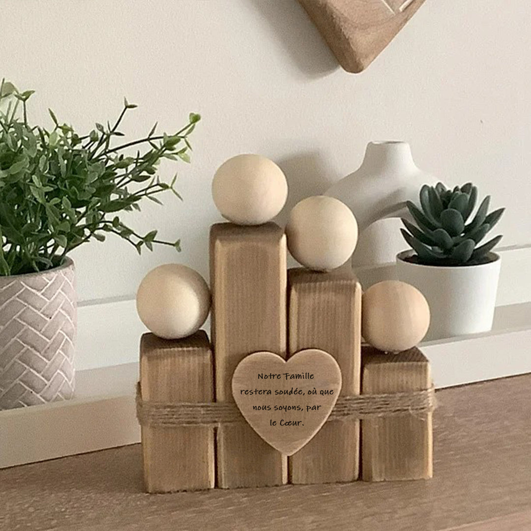 Ornement familial personnalisé en bois fait main