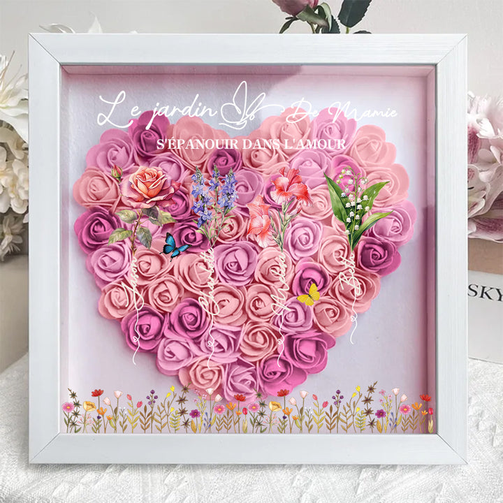 Cadre floral personnalisé pour maman avec prénoms des enfants,Le jardin de Maman