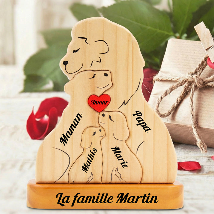 Puzzle personnalisé en bois Famille de lions – Cadeau personnalisés pour famille