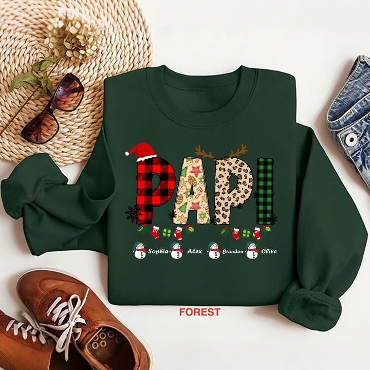 Sweat-shirt personnalisé avec nom de famille pour Noël, t-shirt de grand-mère de Noël