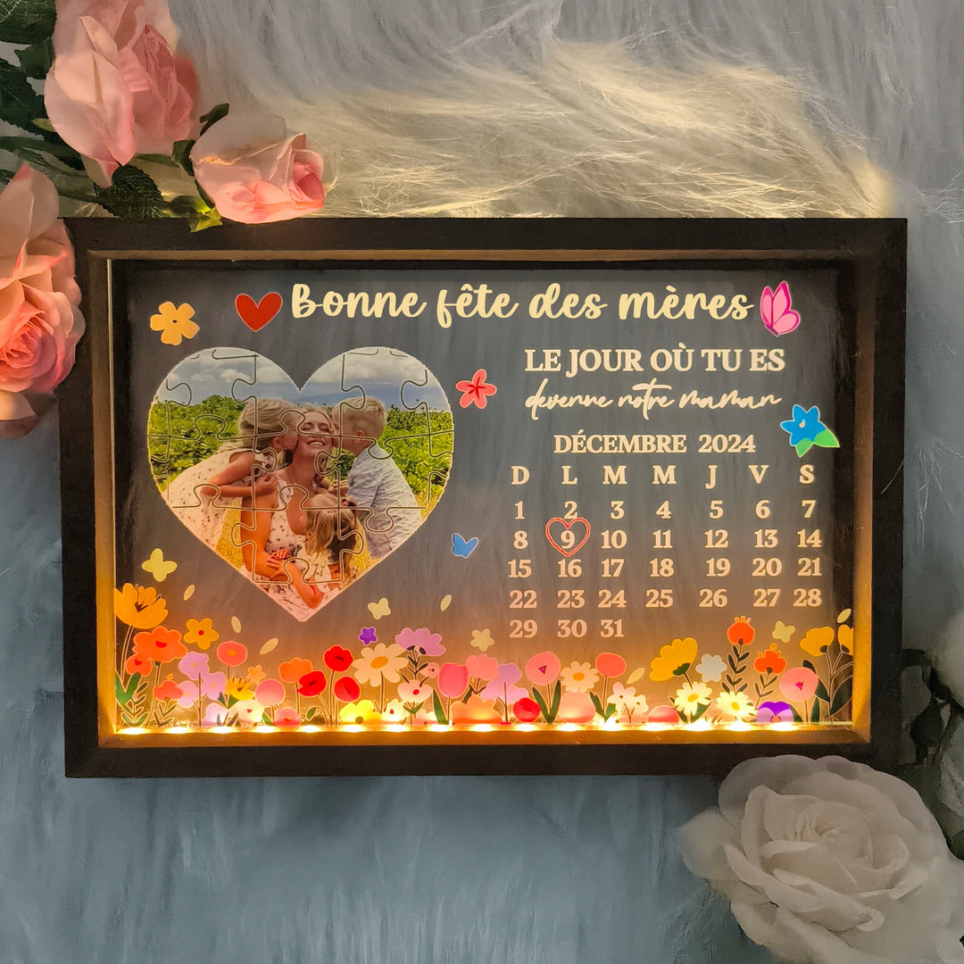 LE JOUR OÙ TU ES devenue maman-Boîte lumineuse personnalisée pour maman