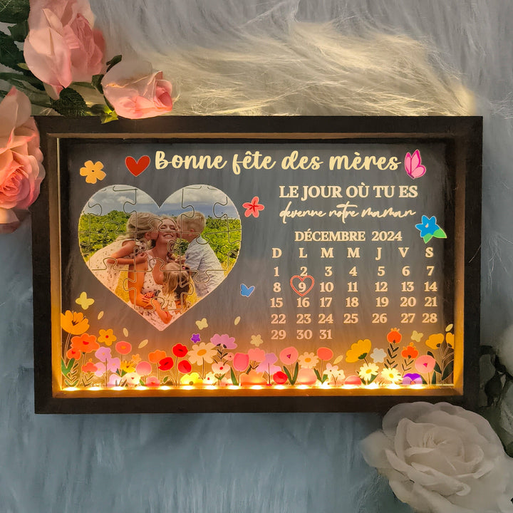 LE JOUR OÙ TU ES devenue maman-Boîte lumineuse personnalisée pour maman