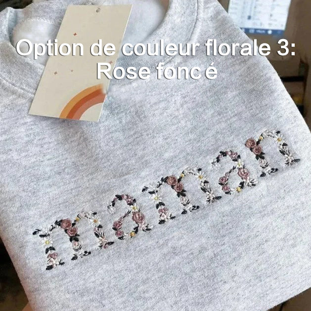 T-shirt et sweat-shirt personnalisés brodés à fleurs pour maman