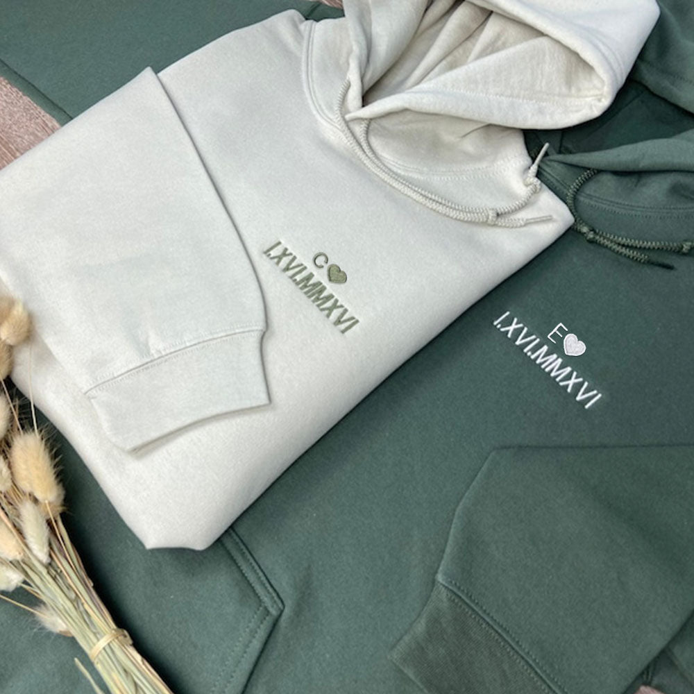 Pull personnalisé avec chiffres romains du anniversaire Pour Couple