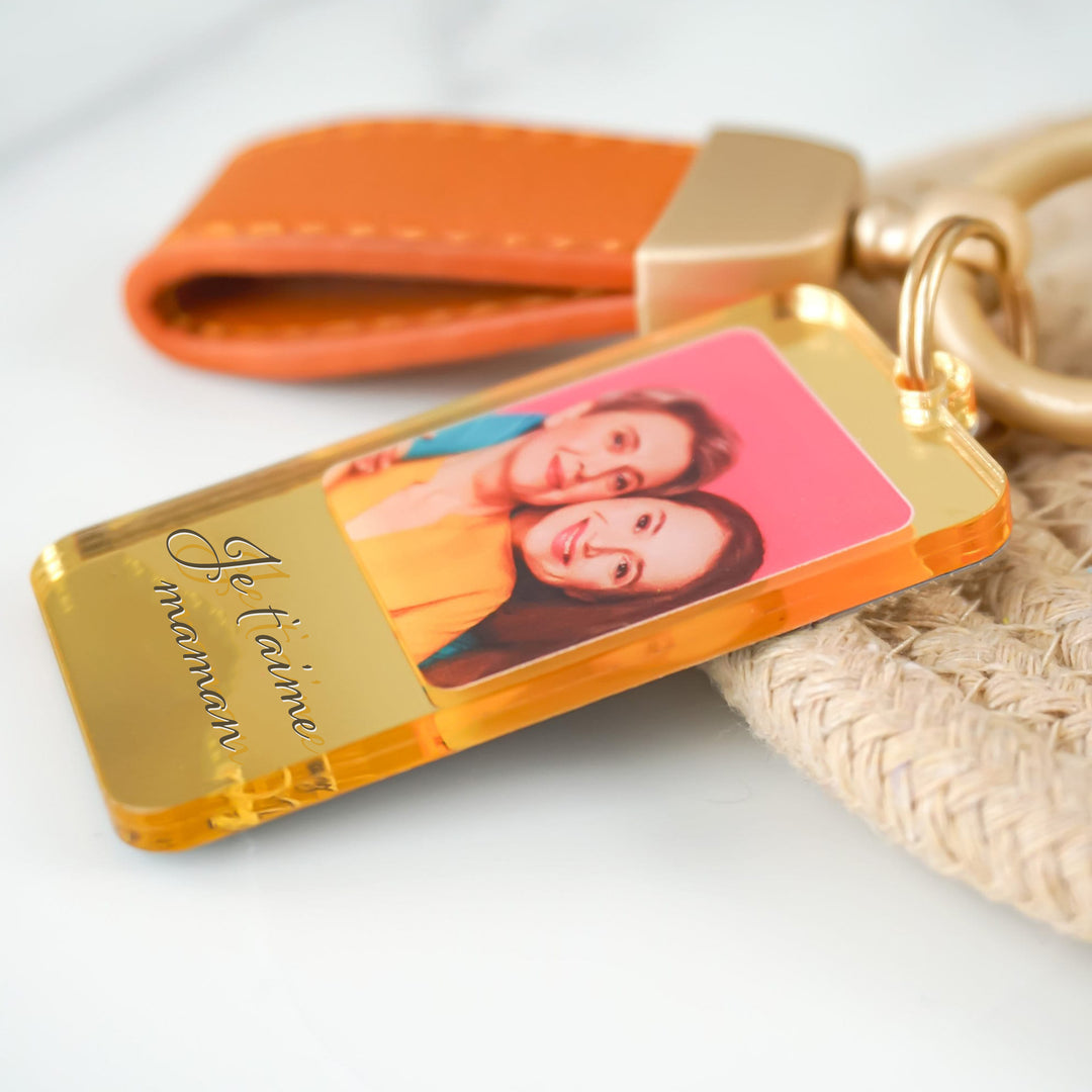 Porte-clés photo personnalisé avec message personnalisé - Porte-clés maman en acrylique
