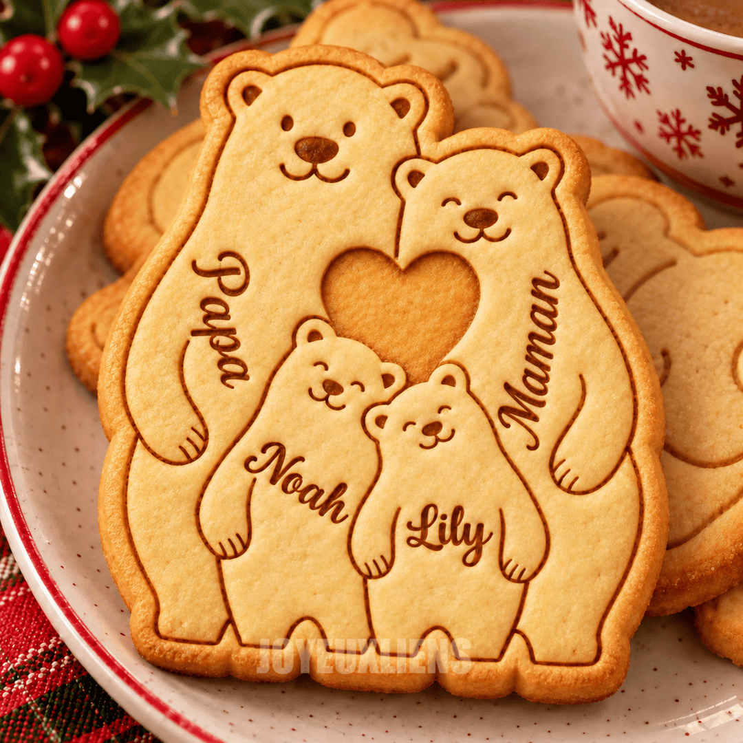 Emporte-pièce personnalisé en forme de famille d'ours,Cadeau de Noël