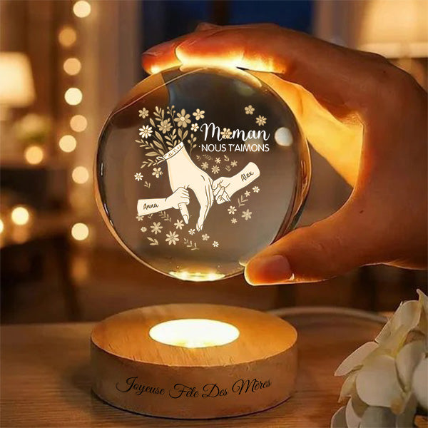 Veilleuse boule de cristal « nous t'aimons » - Décoration pour la fête des mères