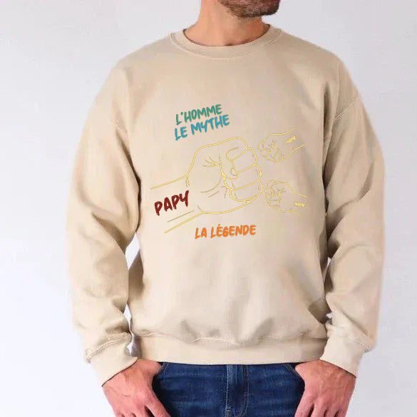 Sweat-shirt personnalisé main dans la main avec prénoms d'enfants