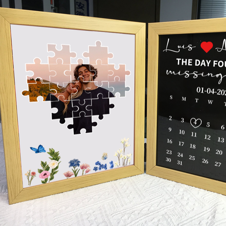 Cadre photo personnalisé « Le jour où j'ai trouvé ma pièce manquante » Puzzle