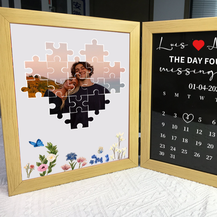 Cadre photo personnalisé « Le jour où j'ai trouvé ma pièce manquante » Puzzle