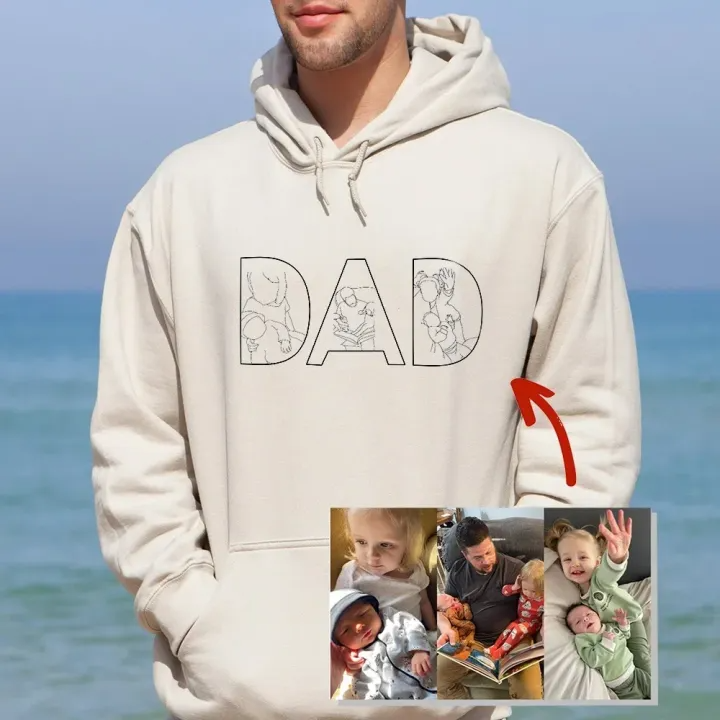 Cadeau personnalisé pour la fête des pères – Sweat-shirt avec silhouette imprimée pour papa, grand-père ou figure paternelle