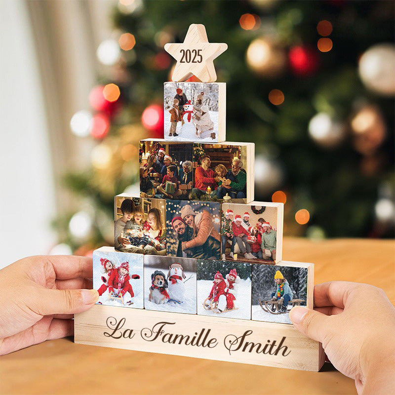 Décoration De Noël En Bloc Photo De Famille Personnalisé