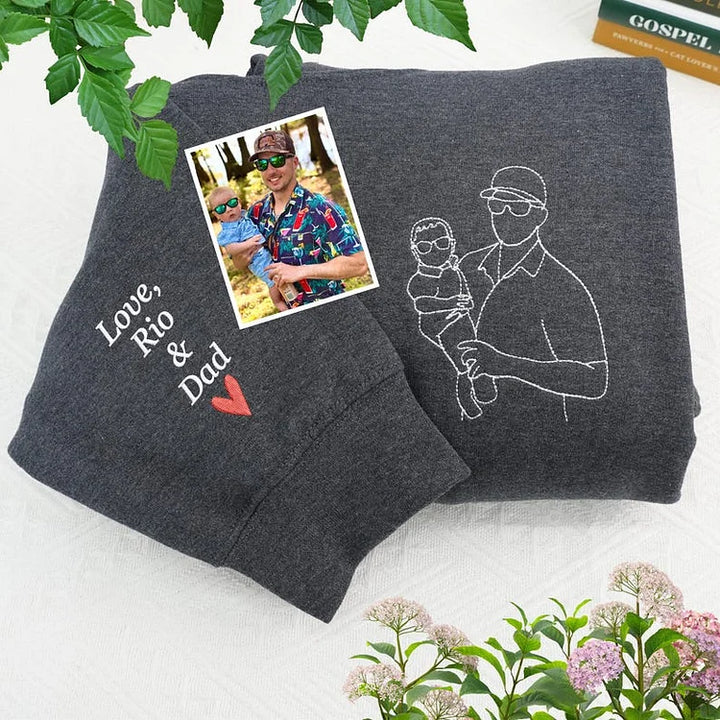 T-shirt Photo Brodé Personnalisé - Un Cadeau Unique pour Papa