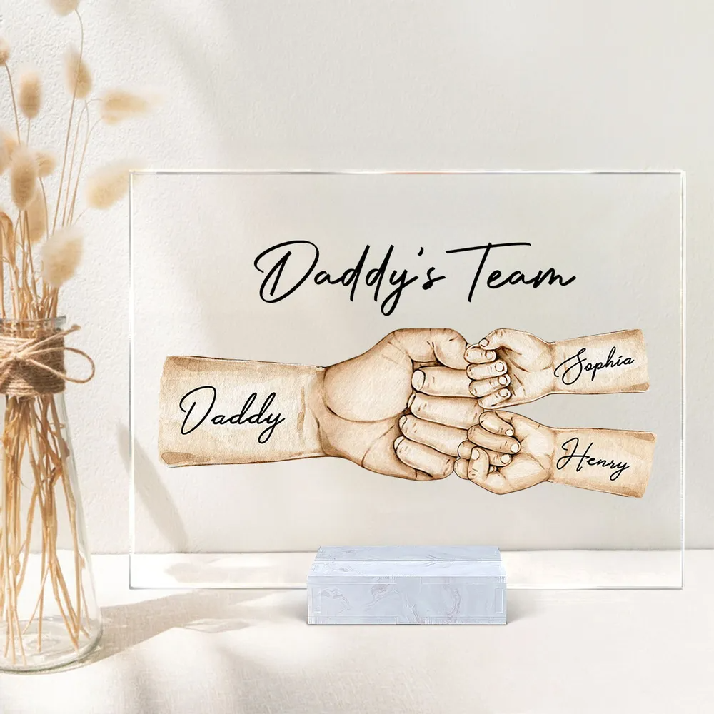 Plaque acrylique personnalisée -Daddy's Team Fist Bump