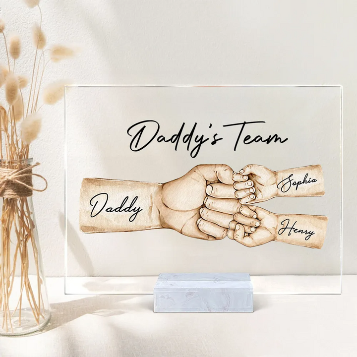 Plaque acrylique personnalisée -Daddy's Team Fist Bump