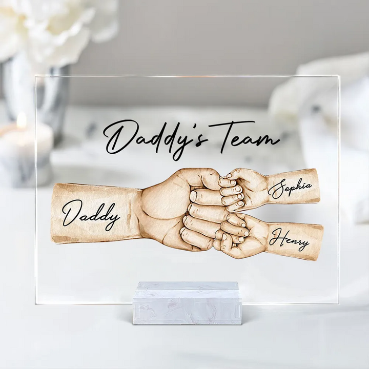 Plaque acrylique personnalisée -Daddy's Team Fist Bump