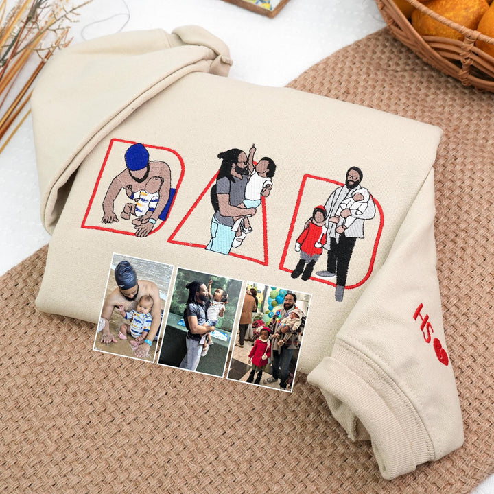 T-shirt, sweat-shirt ou hoodie personnalisé avec photo brodée — Cadeau pour la fête des pères