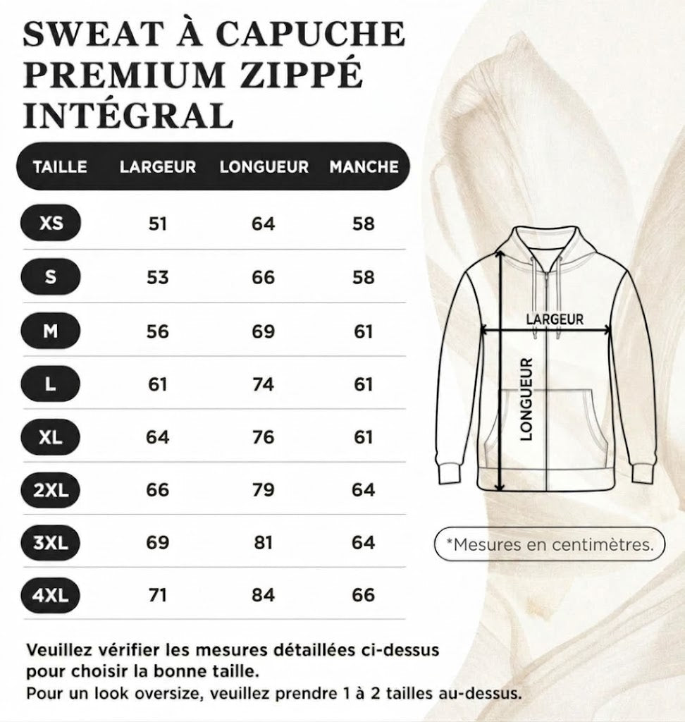 Sweat à Capuche Zippé Personnalisé Couple, Initiales et Date en Chiffres Romains Brodées