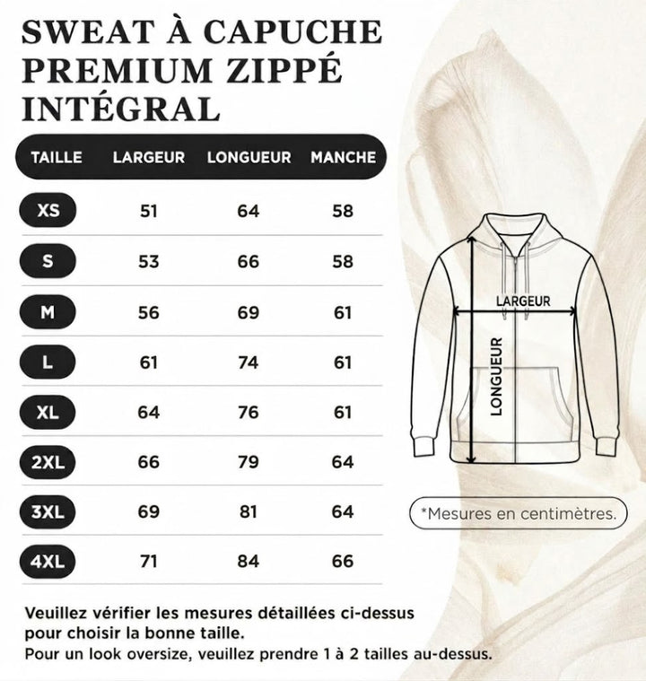Sweat à Capuche Zippé Personnalisé Couple, Initiales et Date en Chiffres Romains Brodées