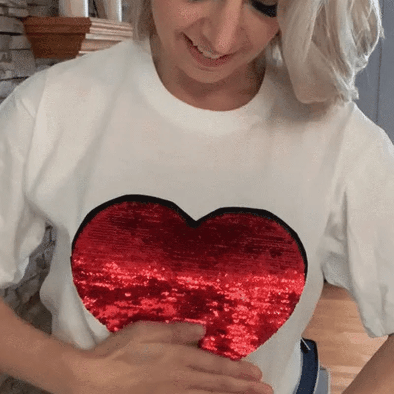 Sweatshirt à sequins réversibles personnalisé pour couple