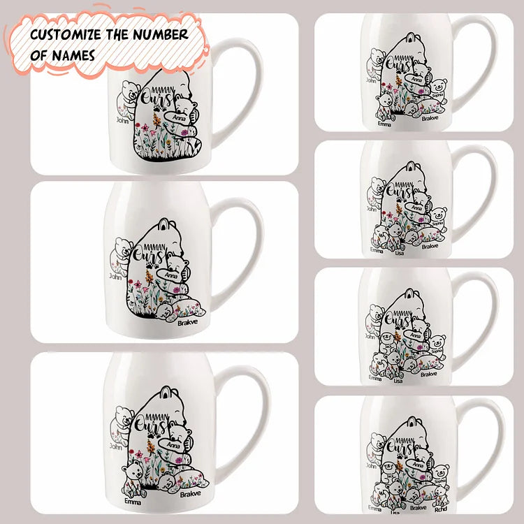 Vase à Fleurs Ours 2-8 Prénoms Personnalisés avec Texte