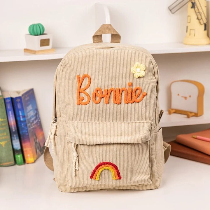 Sac à dos personnalisé pour enfant – Sac à dos en velours côtelé avec nom personnalisé pour l'école, la danse et les cadeaux