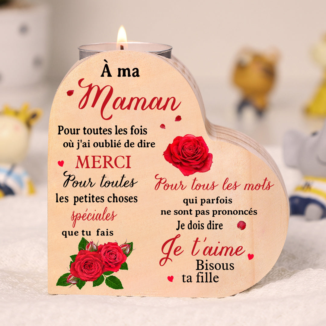 À Ma Maman - Bougeoir en Bois sans bougie