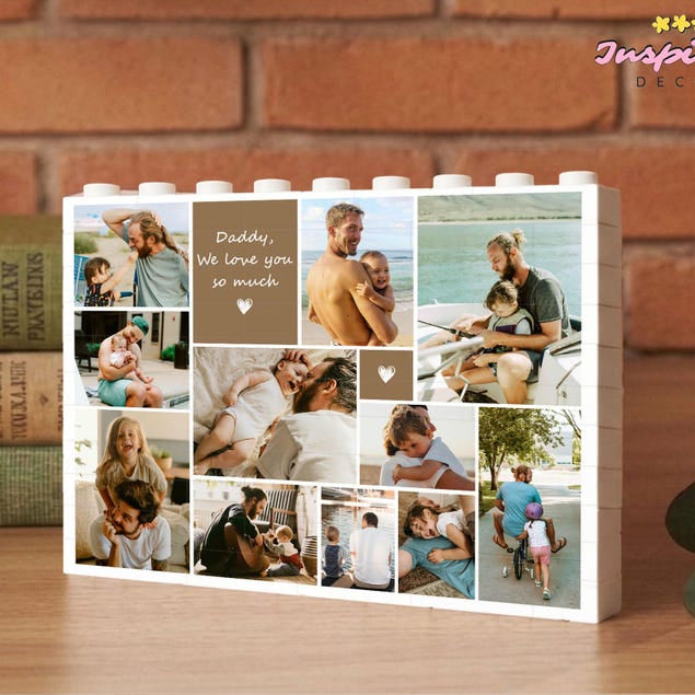 Des blocs de construction pour collage photo personnalisés — un cadeau pour papa