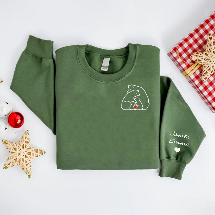 Sweats brodés avec les prénoms des enfants pour la famille Ours
