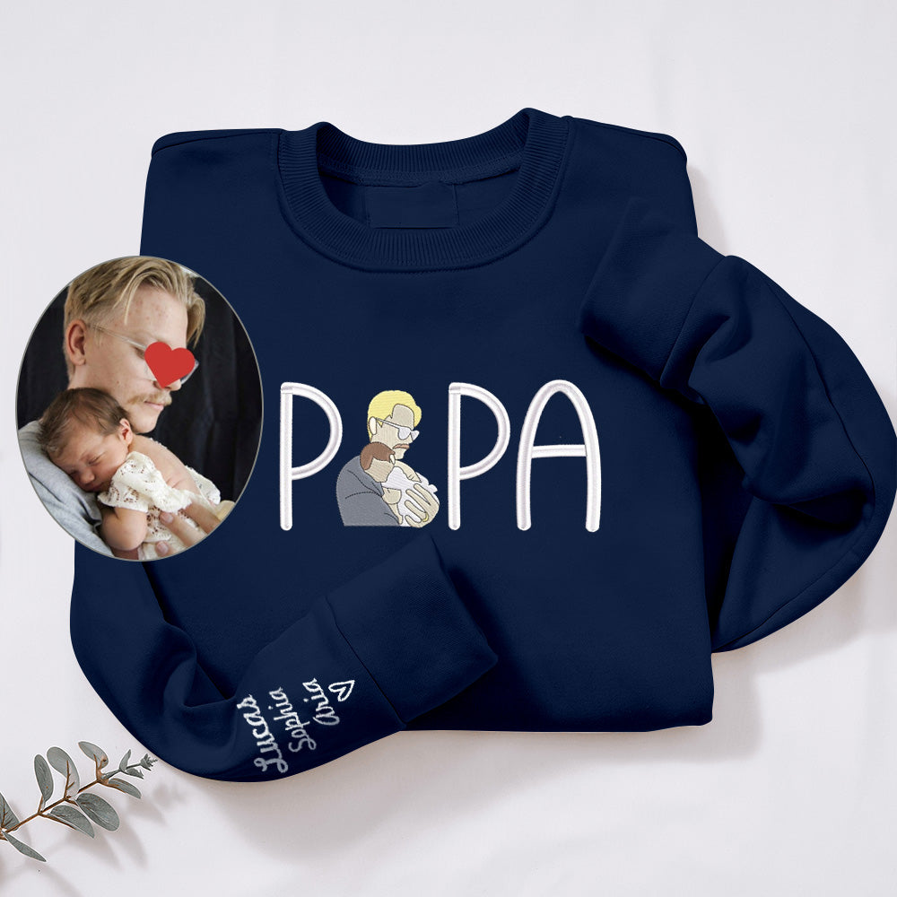 PAPA et DAD Sweat-shirt brodé coloré personnalisé avec portrait de père