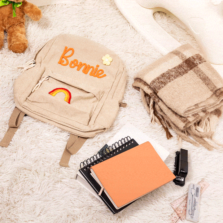 Sac à dos personnalisé pour enfant – Sac à dos en velours côtelé avec nom personnalisé pour l'école, la danse et les cadeaux