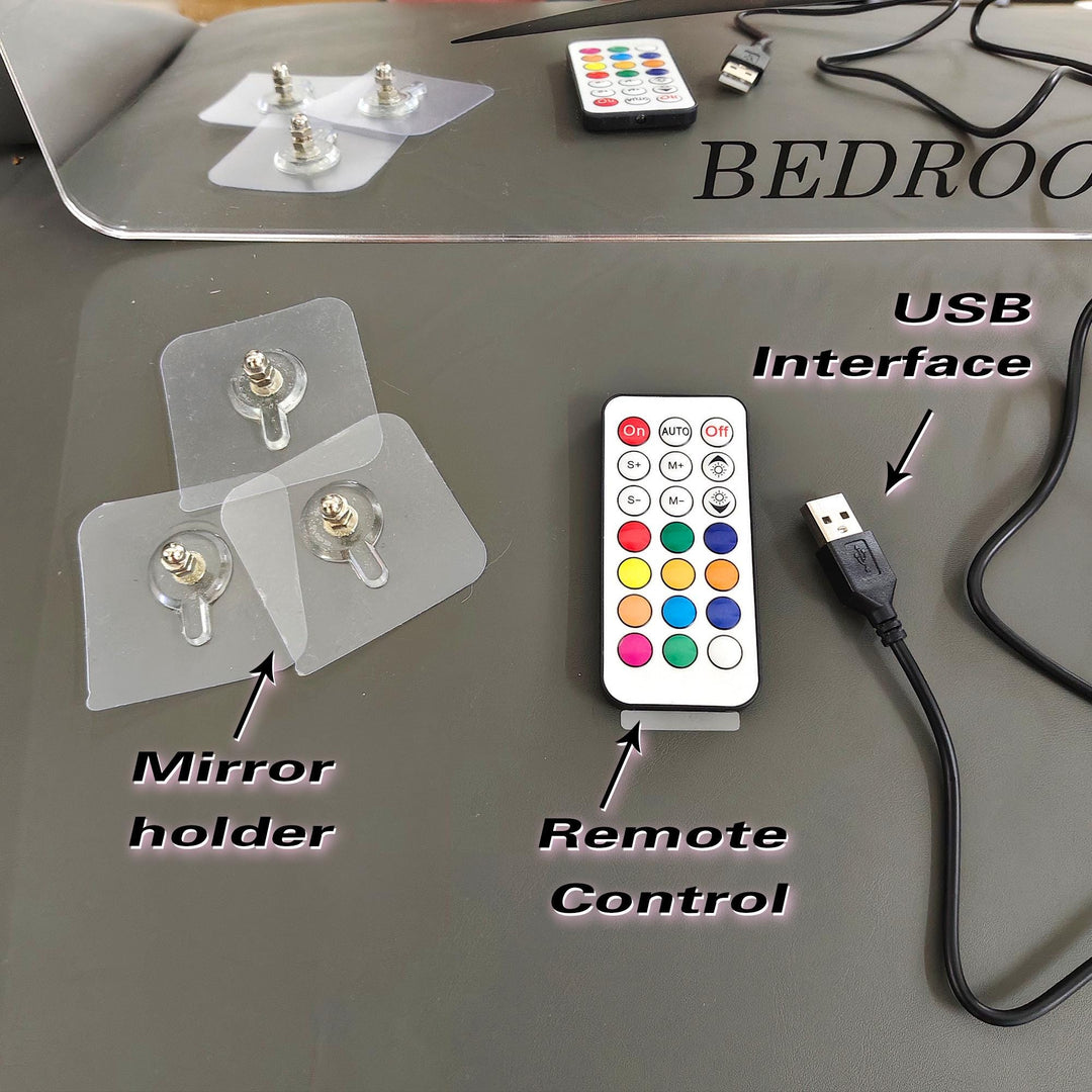 Miroir lumineux personnalisé avec les mains de maman et des enfants — Cadeau pour la fête des Mères