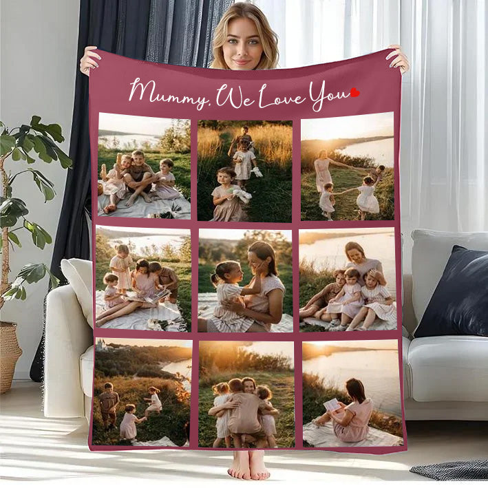 Couverture Polaire Couvertures personnalisées pour la fête des mères avec 9 photos