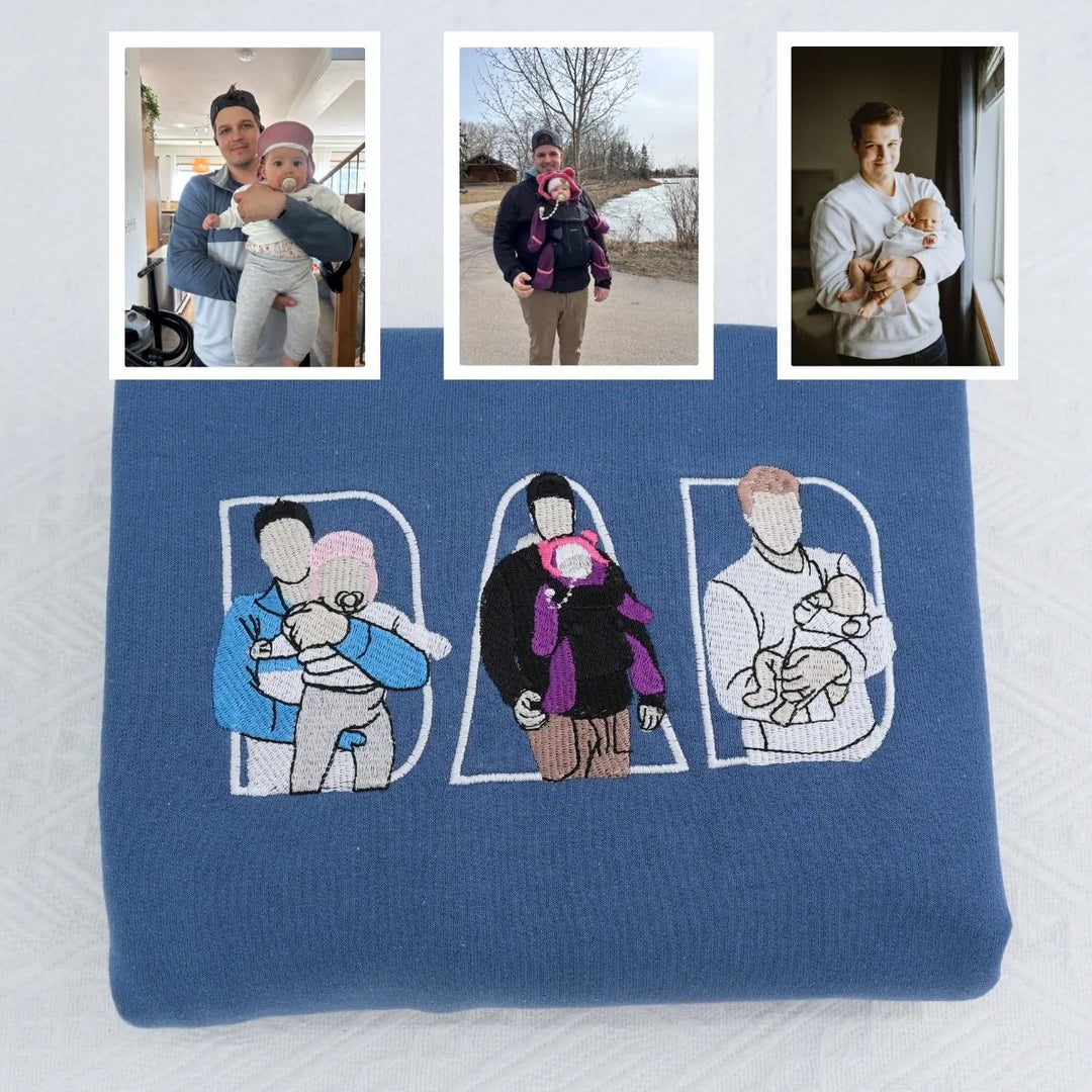 T-shirt, sweat-shirt ou hoodie personnalisé avec photo brodée — Cadeau pour la fête des pères