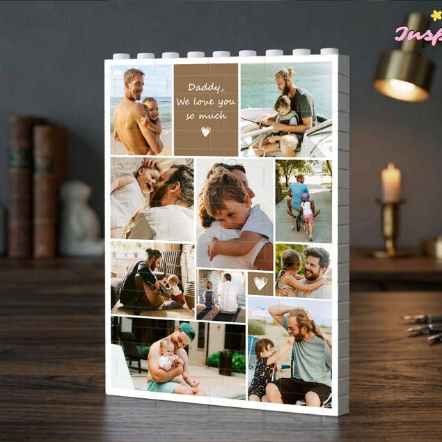 Des blocs de construction pour collage photo personnalisés — un cadeau pour papa