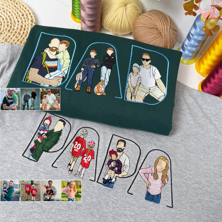 T-shirt, sweat-shirt ou hoodie personnalisé avec photo brodée — Cadeau pour la fête des pères