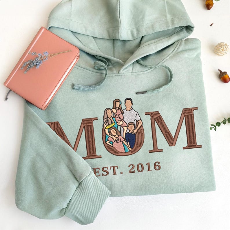 Sweat-shirt brodé personnalisé avec photo de maman