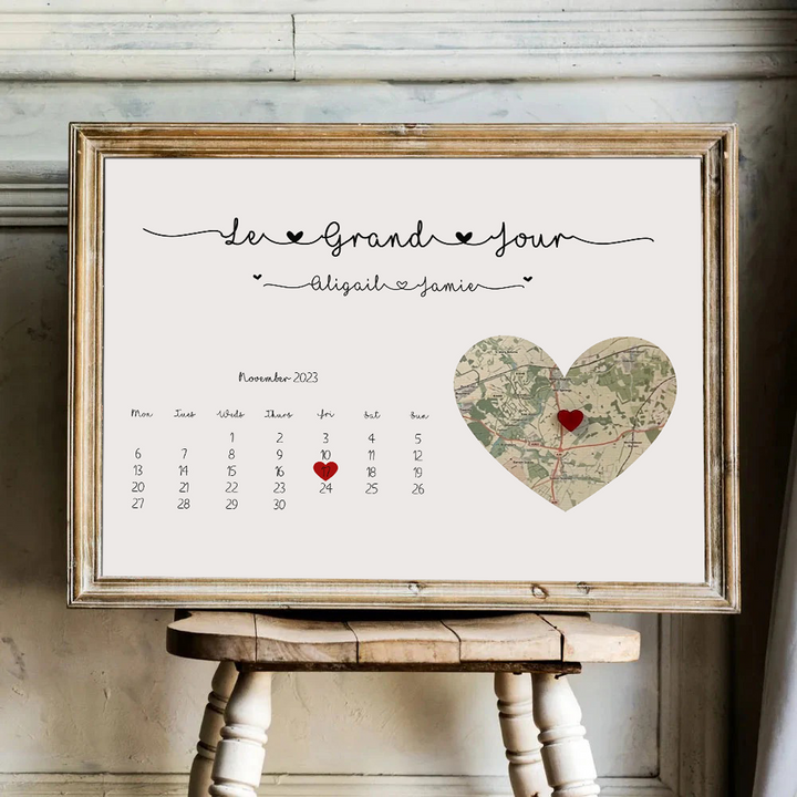 Carte de mariage encadrée personnalisée pour couple