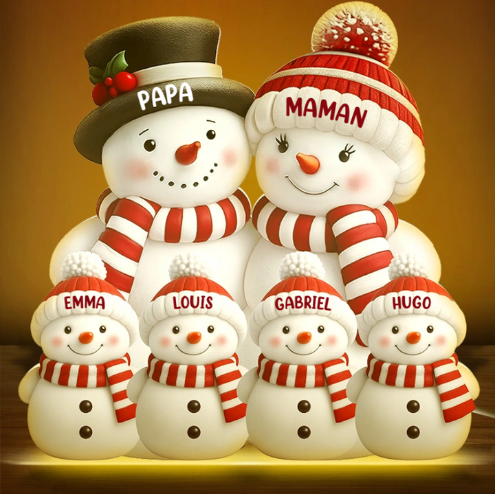 Boîte lumineuse de Noël personnalisée en forme de bonhomme de neige pour la famille